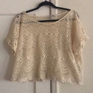 Cream lace crop top